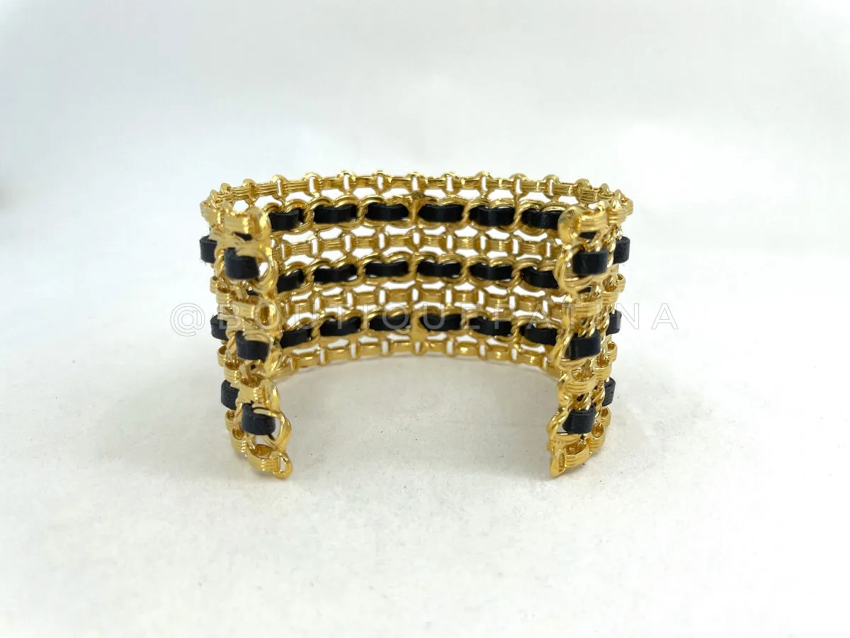 Chanel 1980s Vintage Woven Rolo Chain Cuff Bracelet