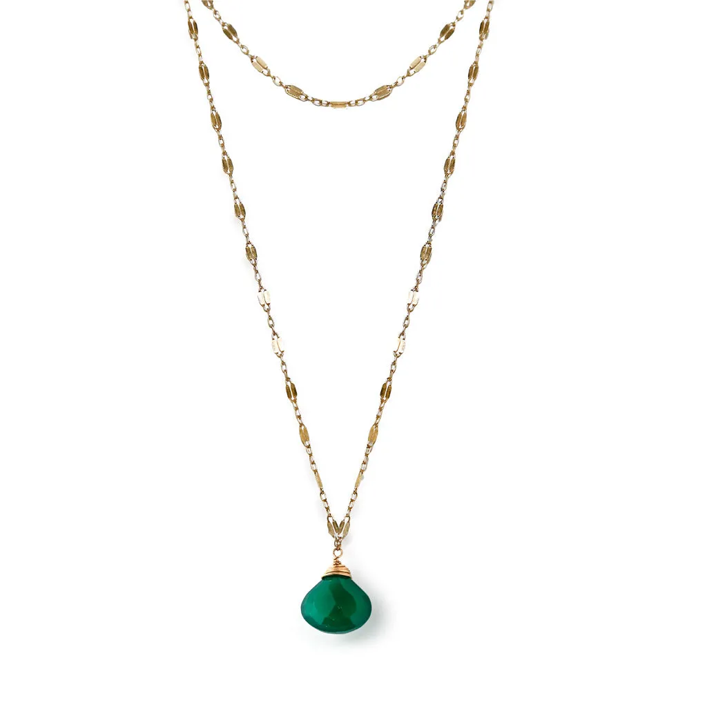 Choker Wrap Gemstone Necklace - Green Onyx