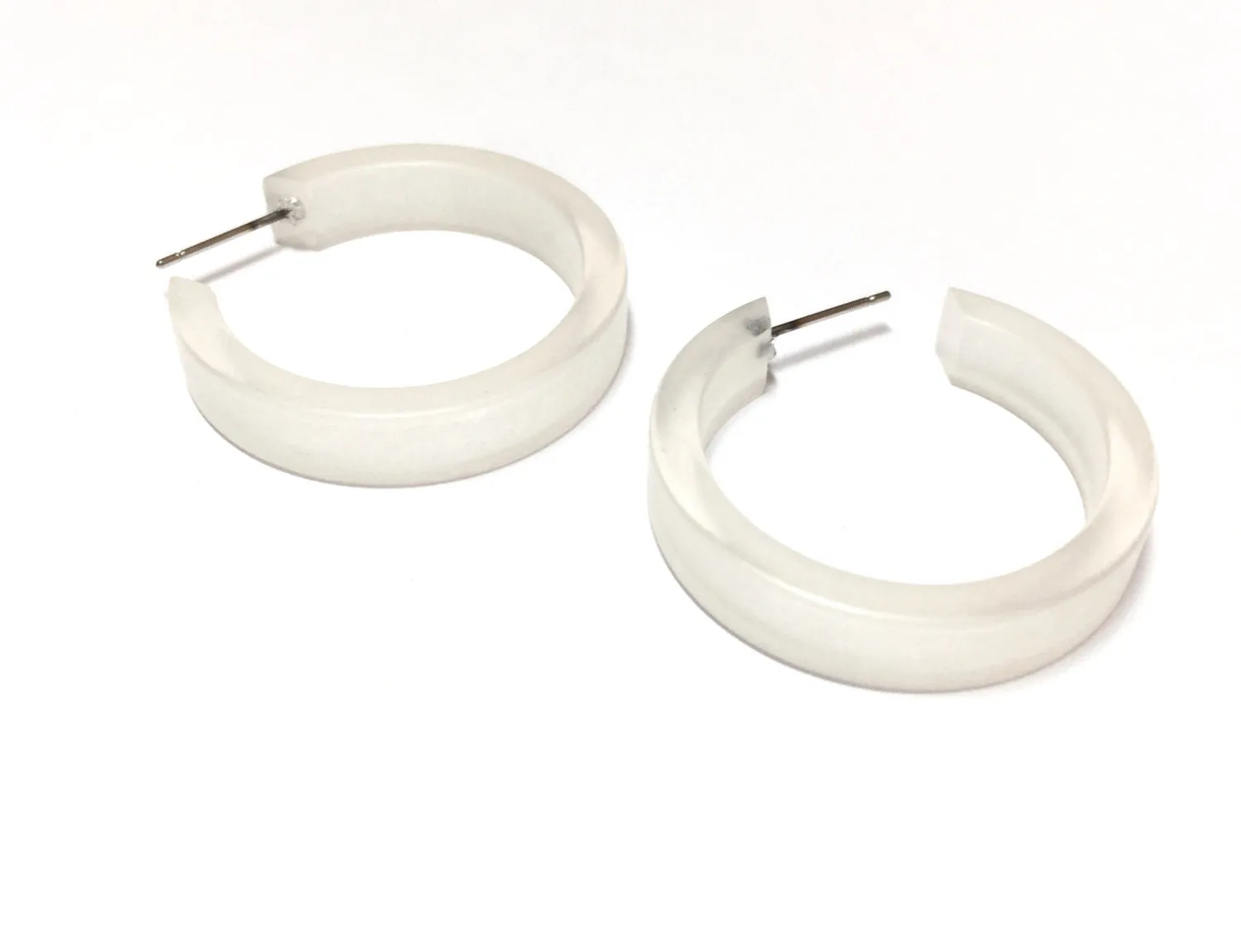 Clear Frosted Small Classic Hoop Earrings