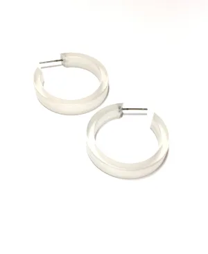 Clear Frosted Small Classic Hoop Earrings