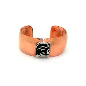 Copper Cuff with Alpaca Silver Mayan Glyph Artisana