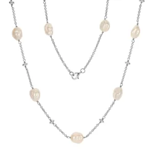 Cultured freshwater pearl necklace in sterling silver