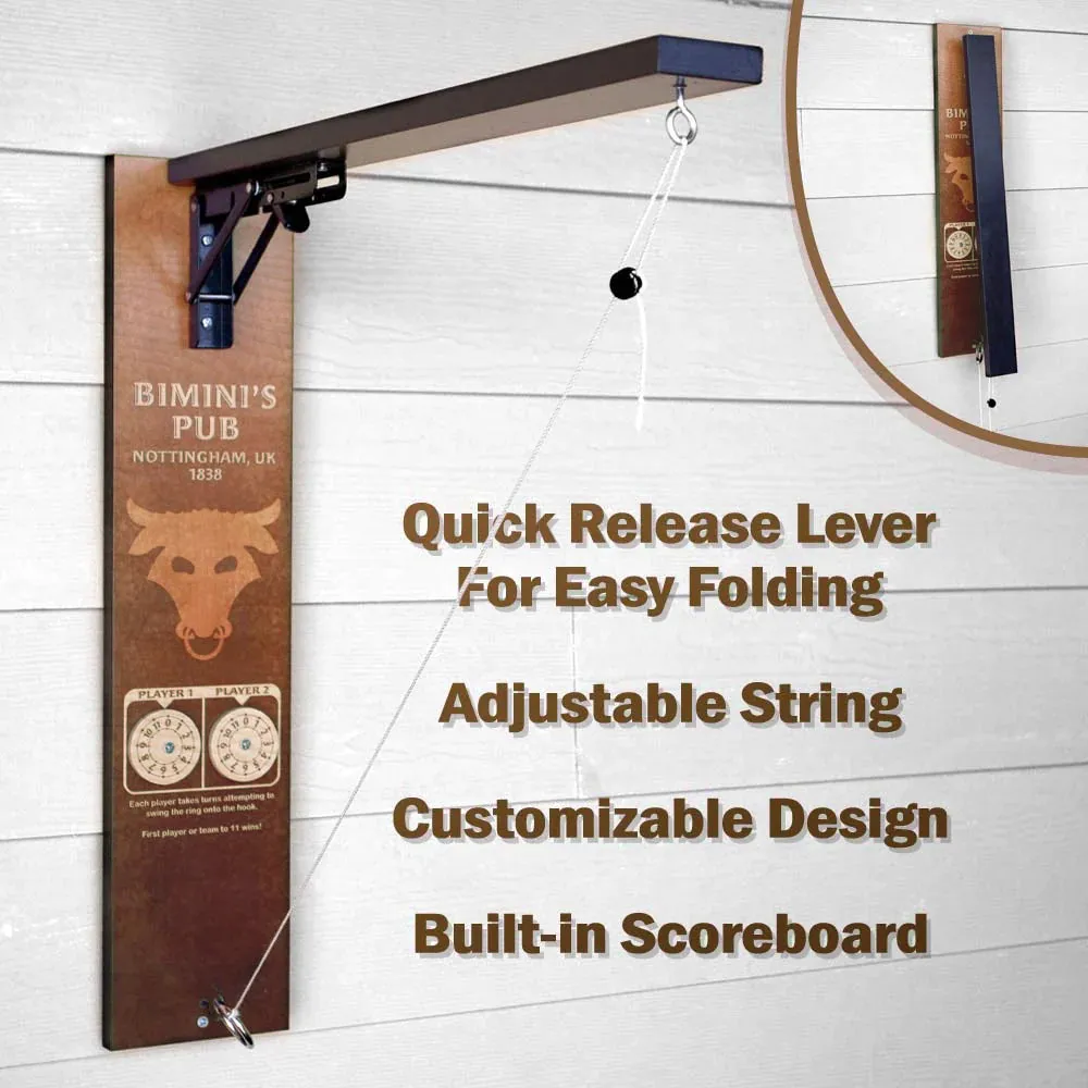 CUSTOMIZABLE Wall Mounted Folding Ring Toss - Bull - Multiple Colors Available!