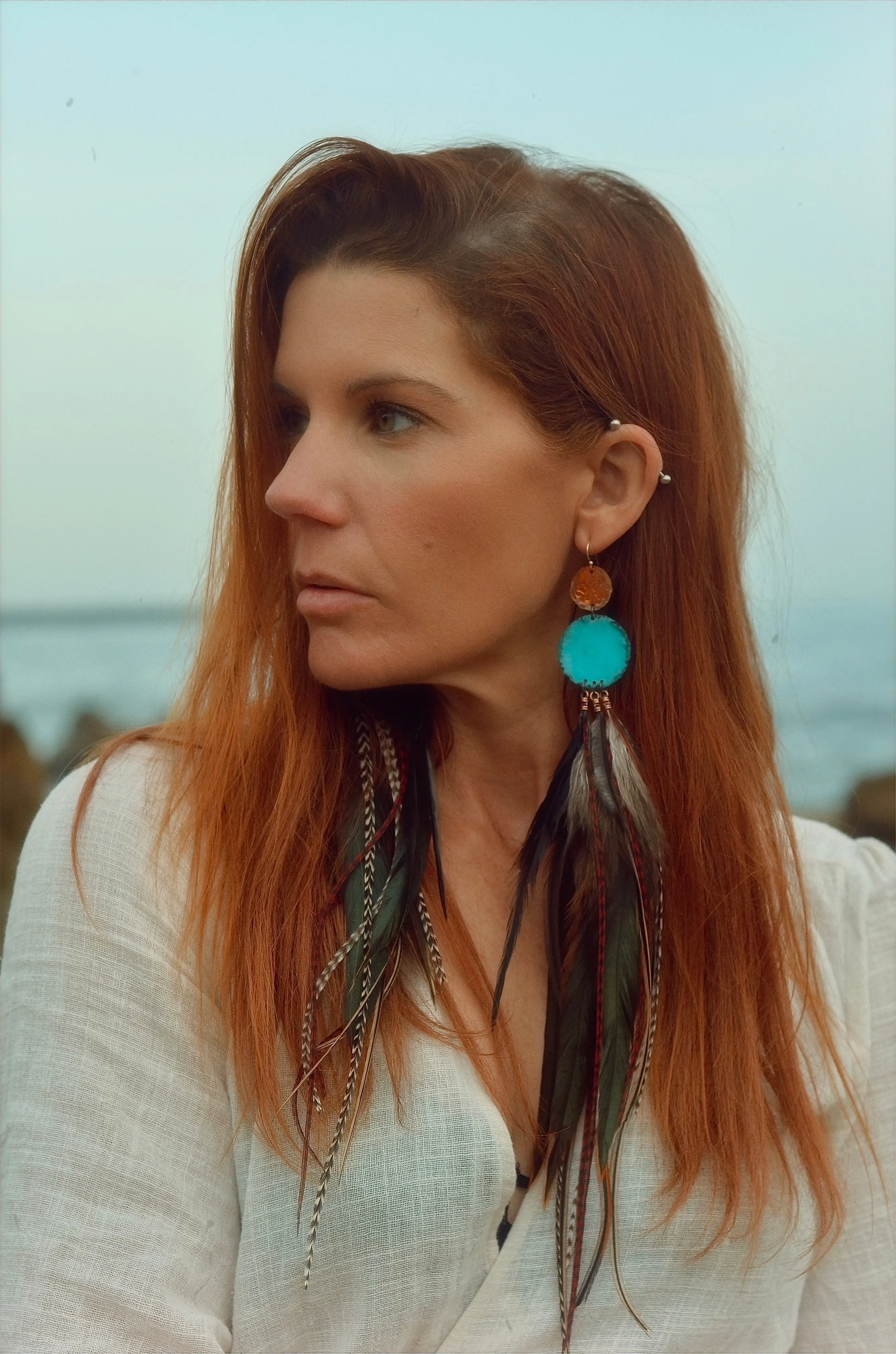 Deep Swell Feather Earrings