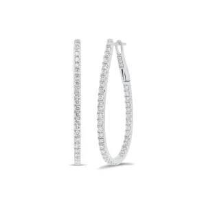 Diamond Interior & Exterior Oval Hoop Earrings