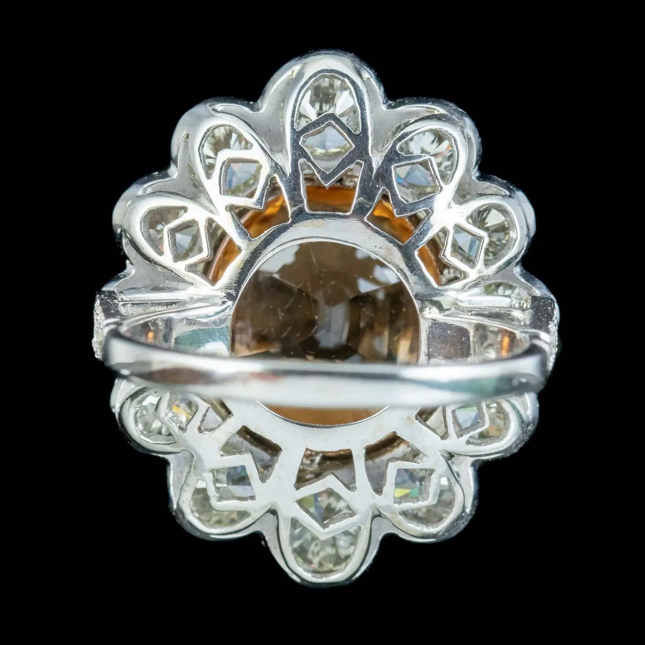 Edwardian Style Orange Topaz Diamond Cocktail Ring 6.5ct Topaz