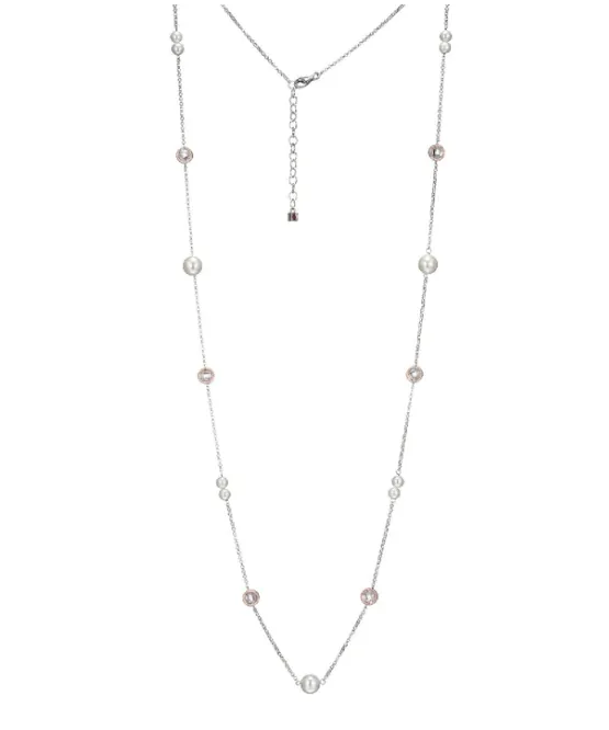 ELLE CZ & Pearl Long Station Necklace (SI3484)