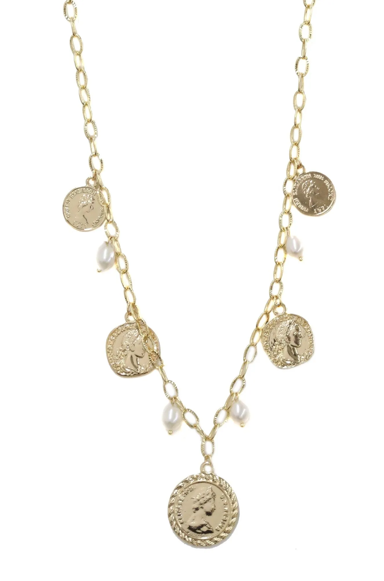 Ettika Treasure Hunter Gold Coin and Pearl Necklace