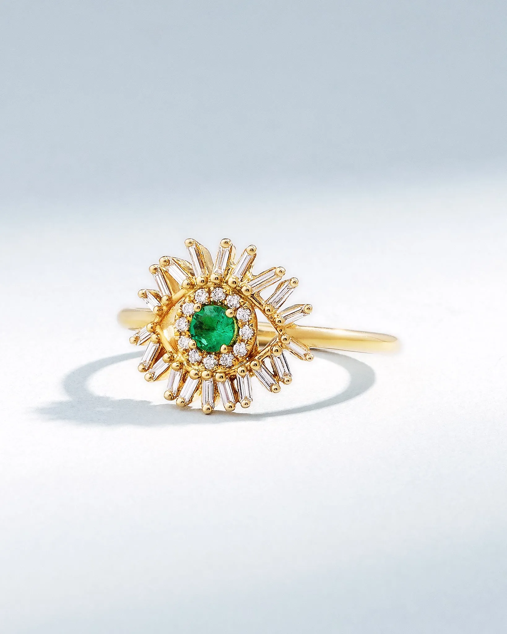 Evil Eye Mini Emerald Ring