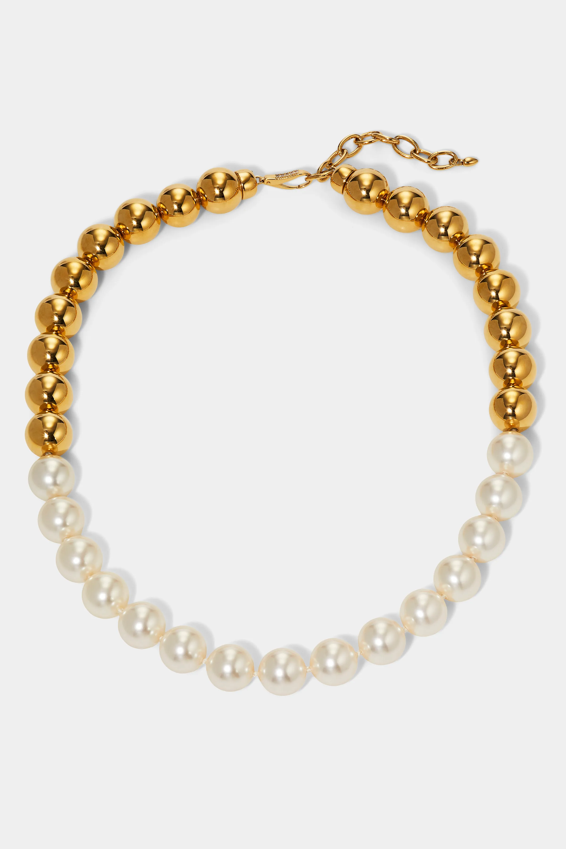 FARRAH PEARL AND METAL BEAD COLLAR NECKLACE