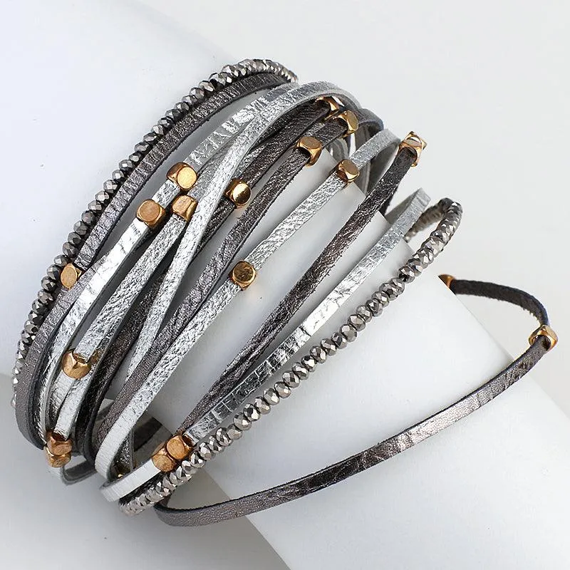 'Gindadala' Beads Cuff Bracelet - silver