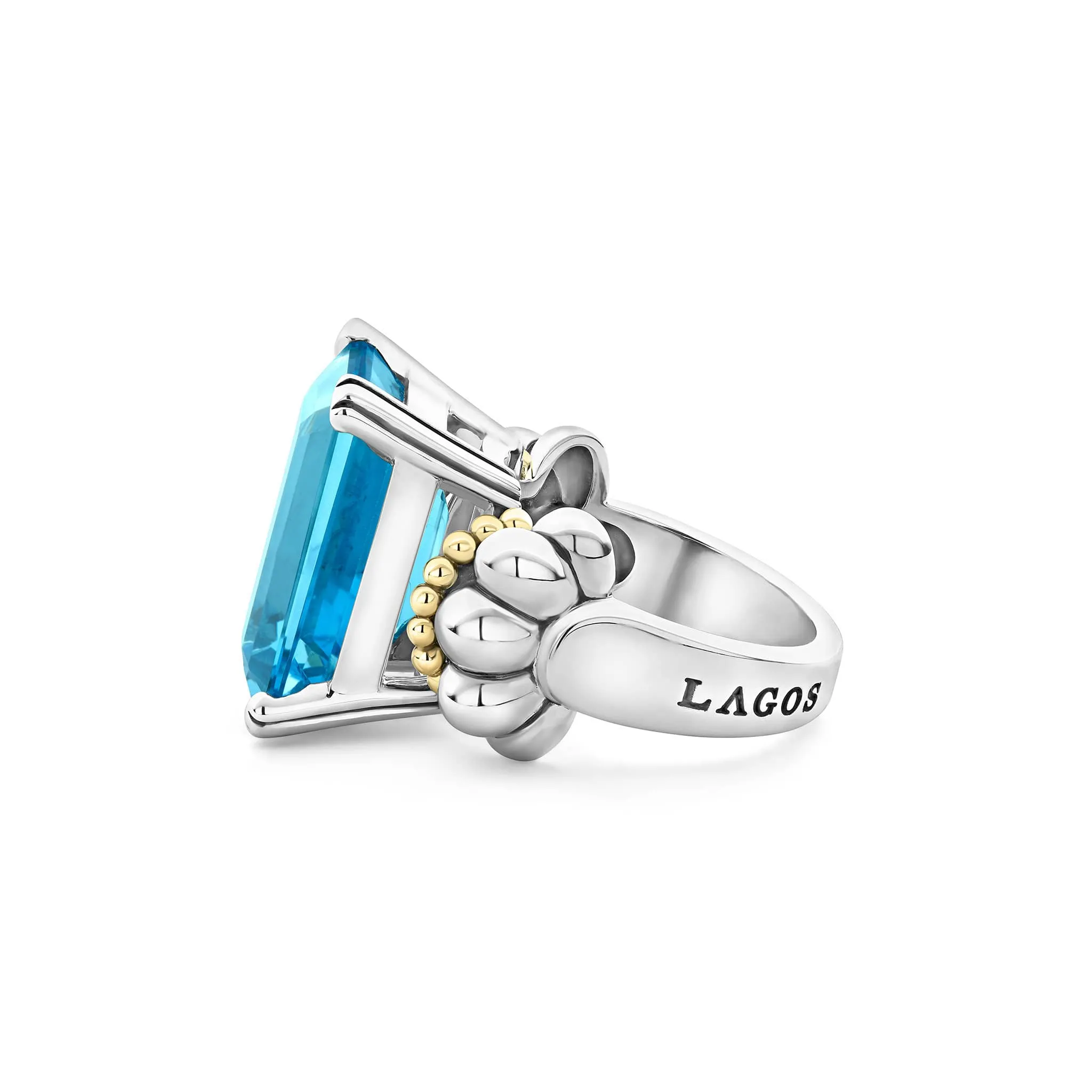 Glacier Large Emerald-Cut Swiss Blue Topaz Ring