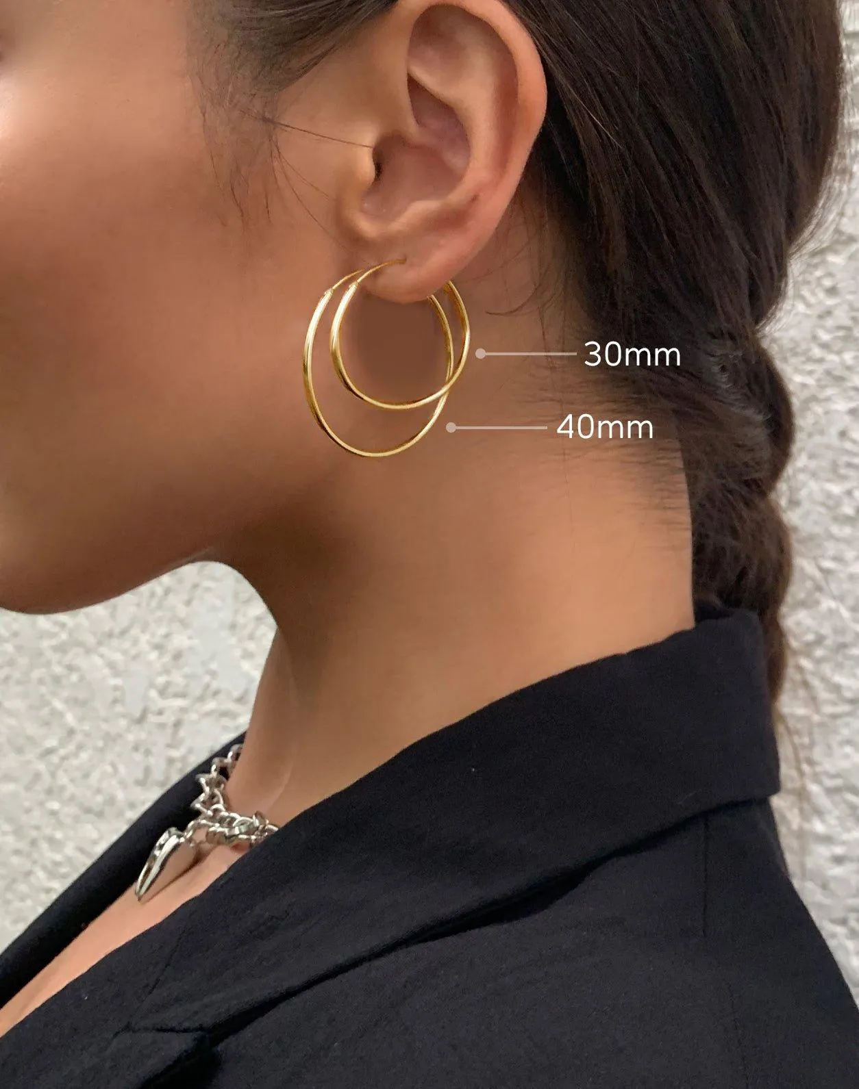 Gold 30mm Skinny Hoop Earrings