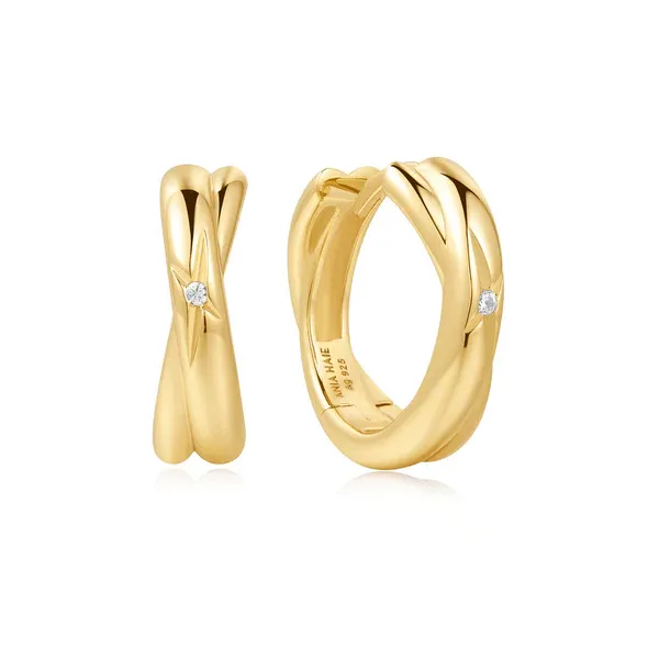 Gold Cross Duo Huggie Earrings