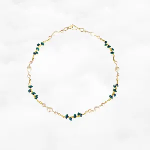 Gold Enamel Vine Pearl Necklace