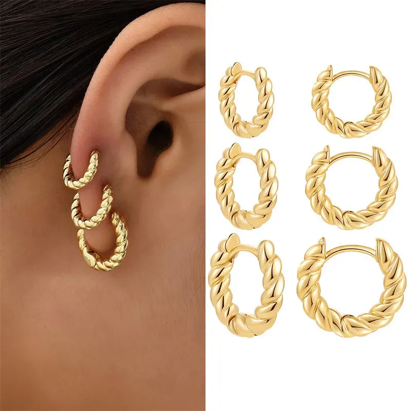 Gold Love Heart Circle Piercing Statement Earring for Women