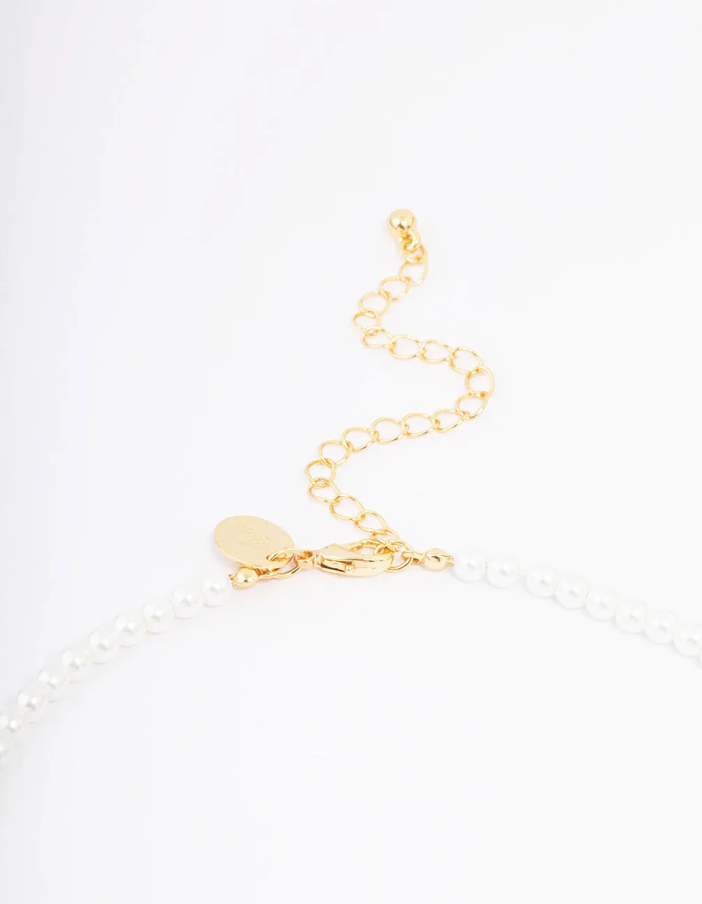 Gold Plated Letter S Initial & Pearl Pendant Necklace