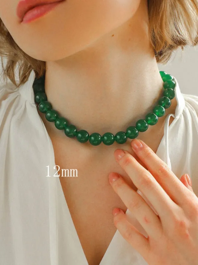 Green Onyx Beaded Necklaces 3mm/6mm/8mm/10mm/12mm