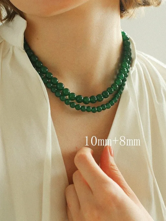 Green Onyx Beaded Necklaces 3mm/6mm/8mm/10mm/12mm