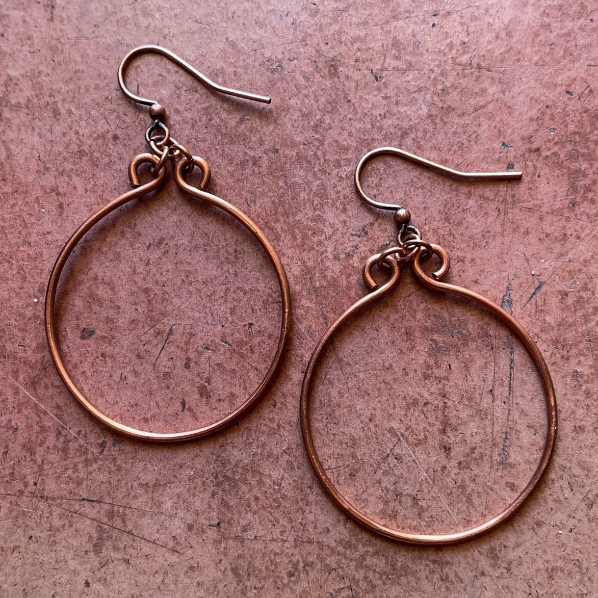 Hand-Shaped Simple Round Hoop Earrings (click for colors & sizes) #100