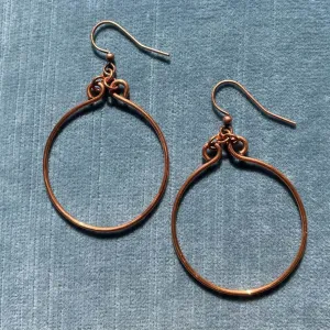 Hand-Shaped Simple Round Hoop Earrings (click for colors & sizes) #100