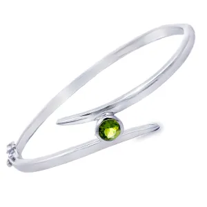 Hinged Bypass Bangle Bracelet, Sterling & Peridot