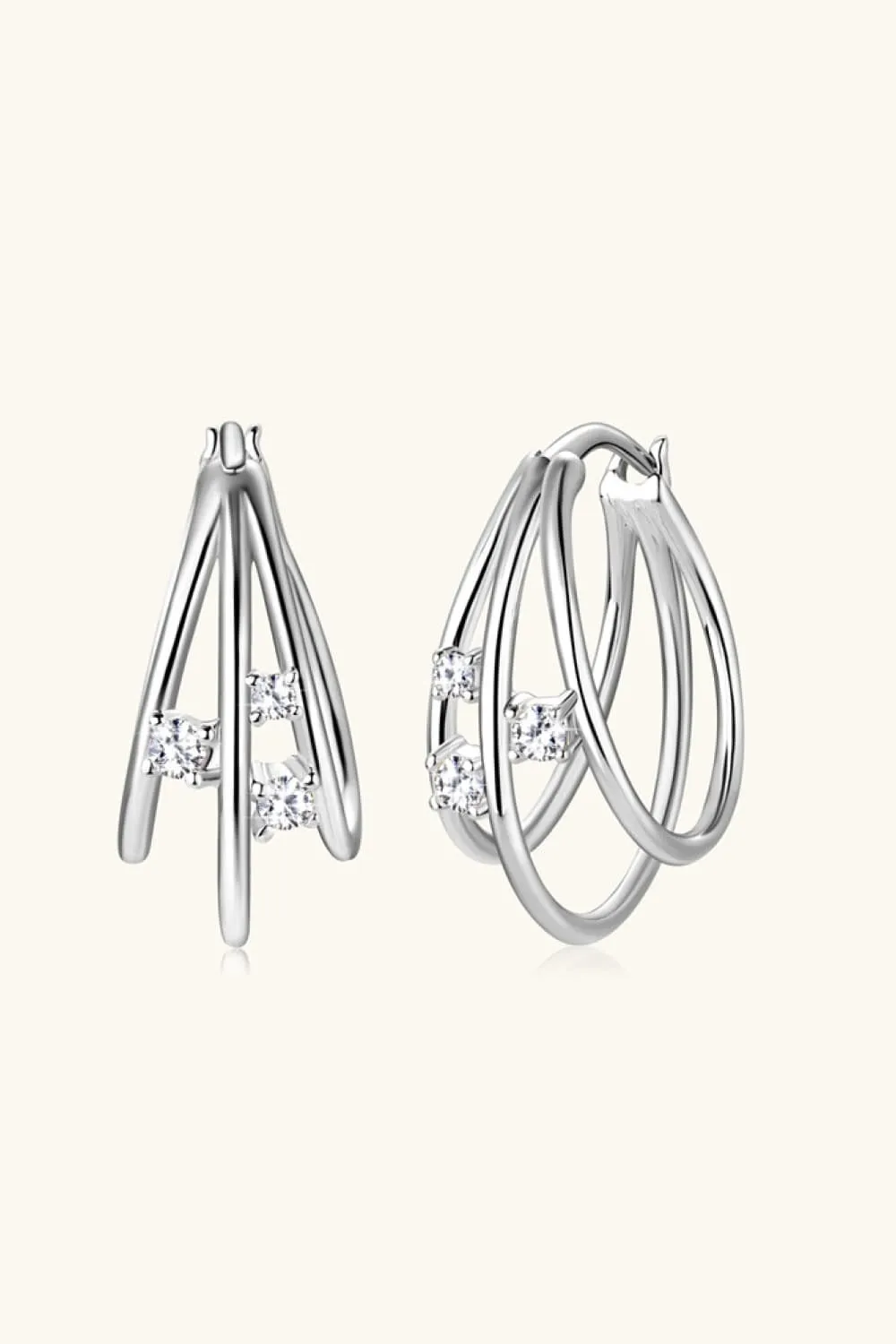 Hoop Earrings Moissanite 925 Sterling Silver Layered Earrings