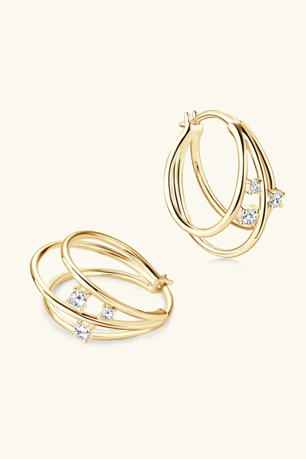 Hoop Earrings Moissanite 925 Sterling Silver Layered Earrings