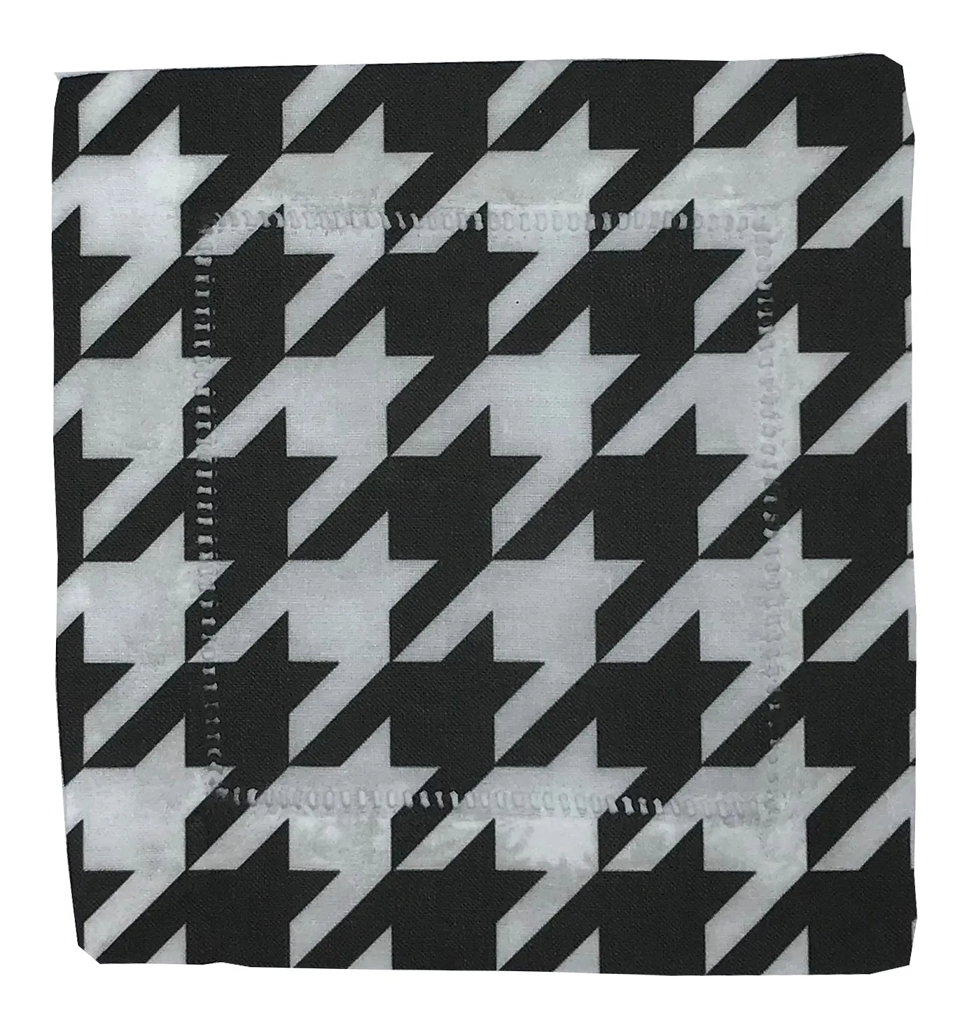 HOUNDSTOOTH BLACK WHITE 6"X6" HEMSTITCH COCKTAIL NAPKINS, SET OF 4