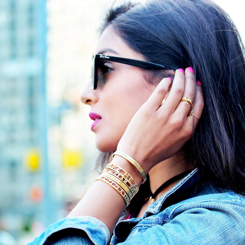 I Haven't Been Everywhere But It's On My List Cuff, Gold