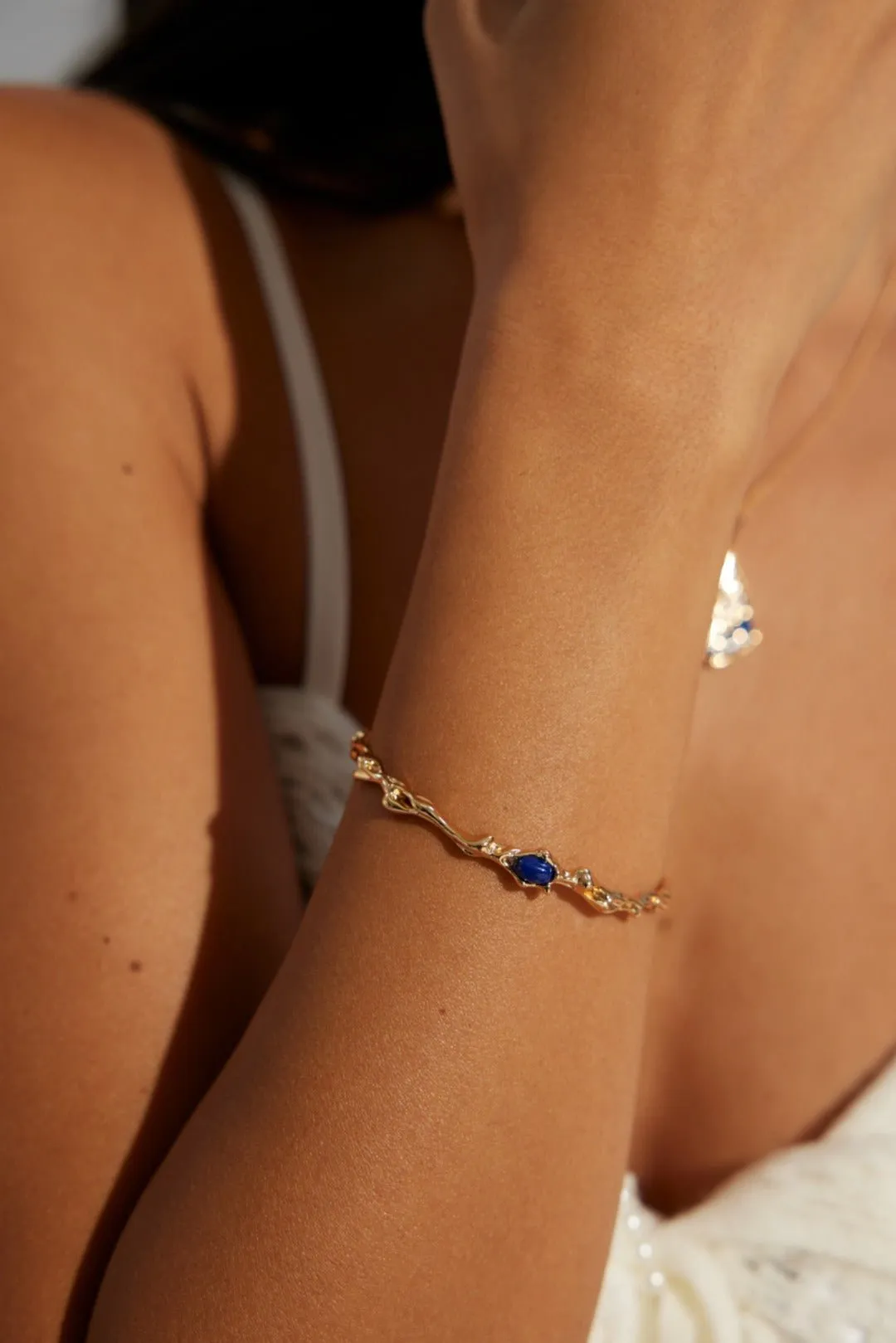 Irregular Lapis Twig-shaped Bangles Bracelets