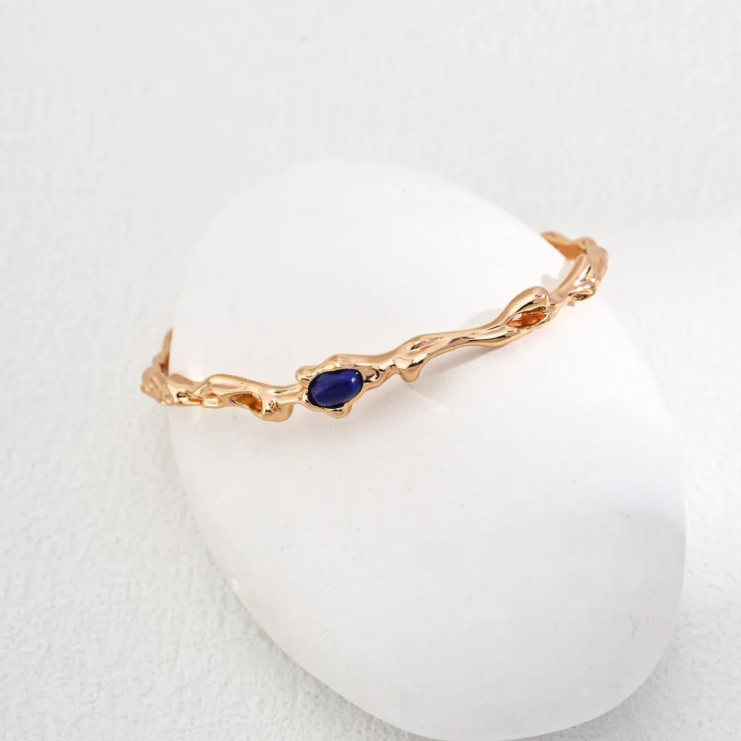 Irregular Lapis Twig-shaped Bangles Bracelets