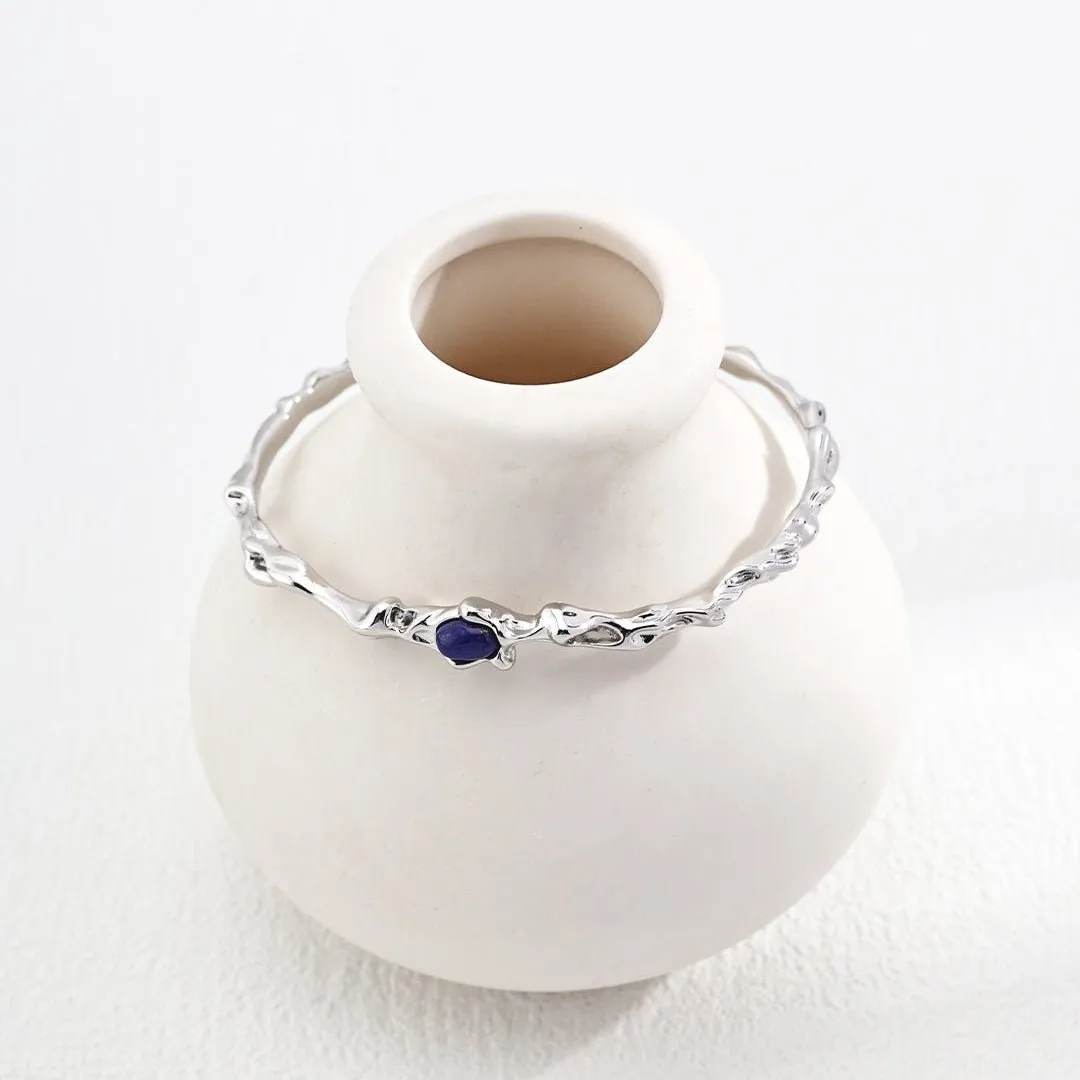 Irregular Lapis Twig-shaped Bangles Bracelets