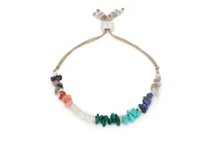 Kenzo Rough Cut Chakra Gemstone Silver Bracelet