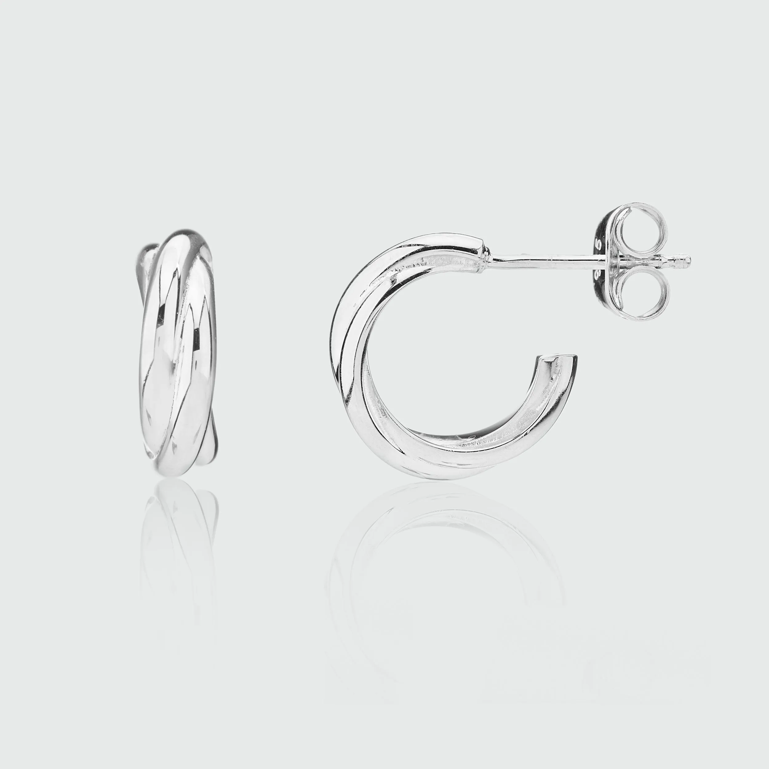 Knightsbridge Mini Sterling Sterling Triple Hoop Earrings