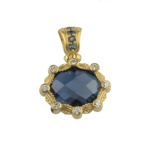 Konstantino Flamenco 18K Yellow Gold London Blue Topaz Diamond Pendant