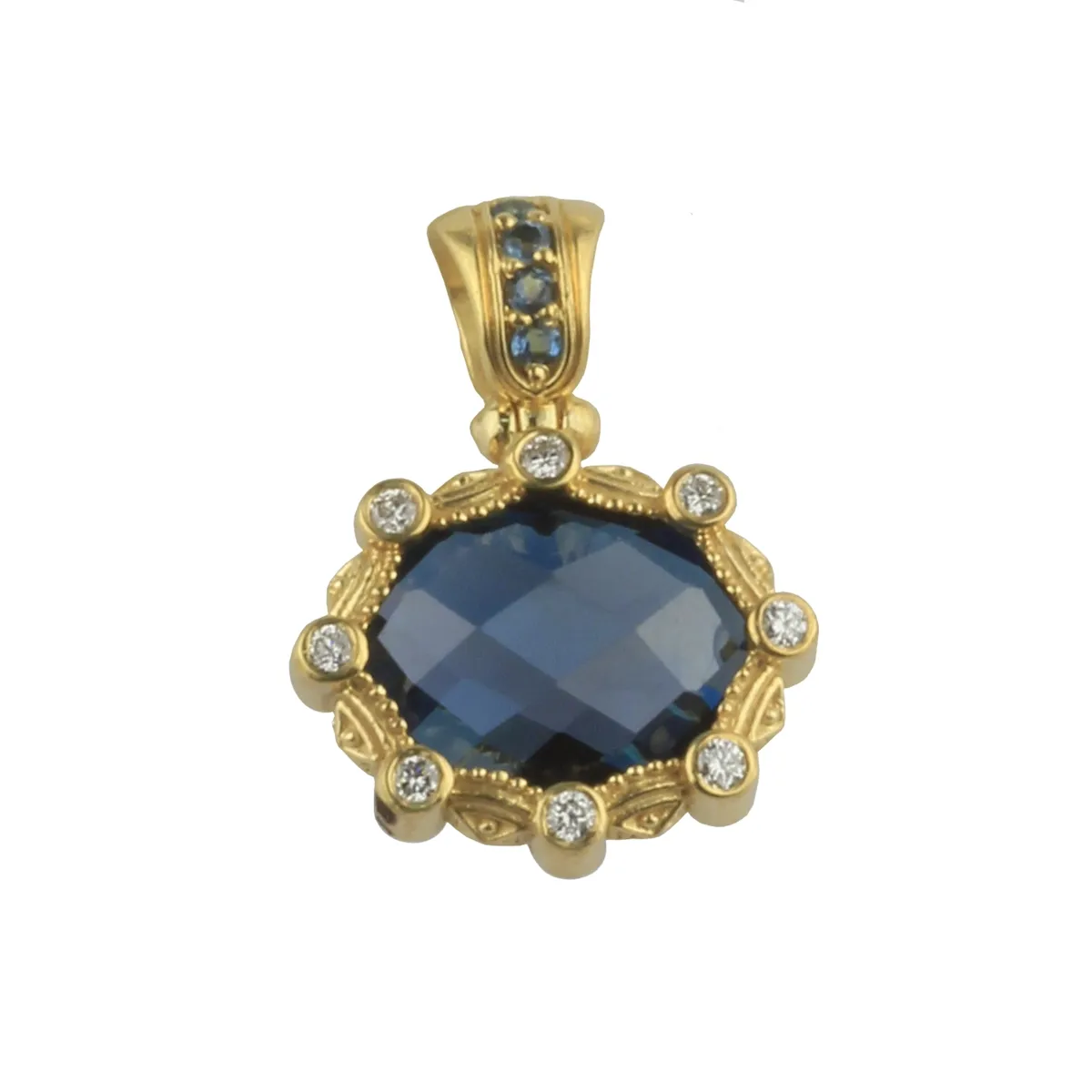 Konstantino Flamenco 18K Yellow Gold London Blue Topaz Diamond Pendant