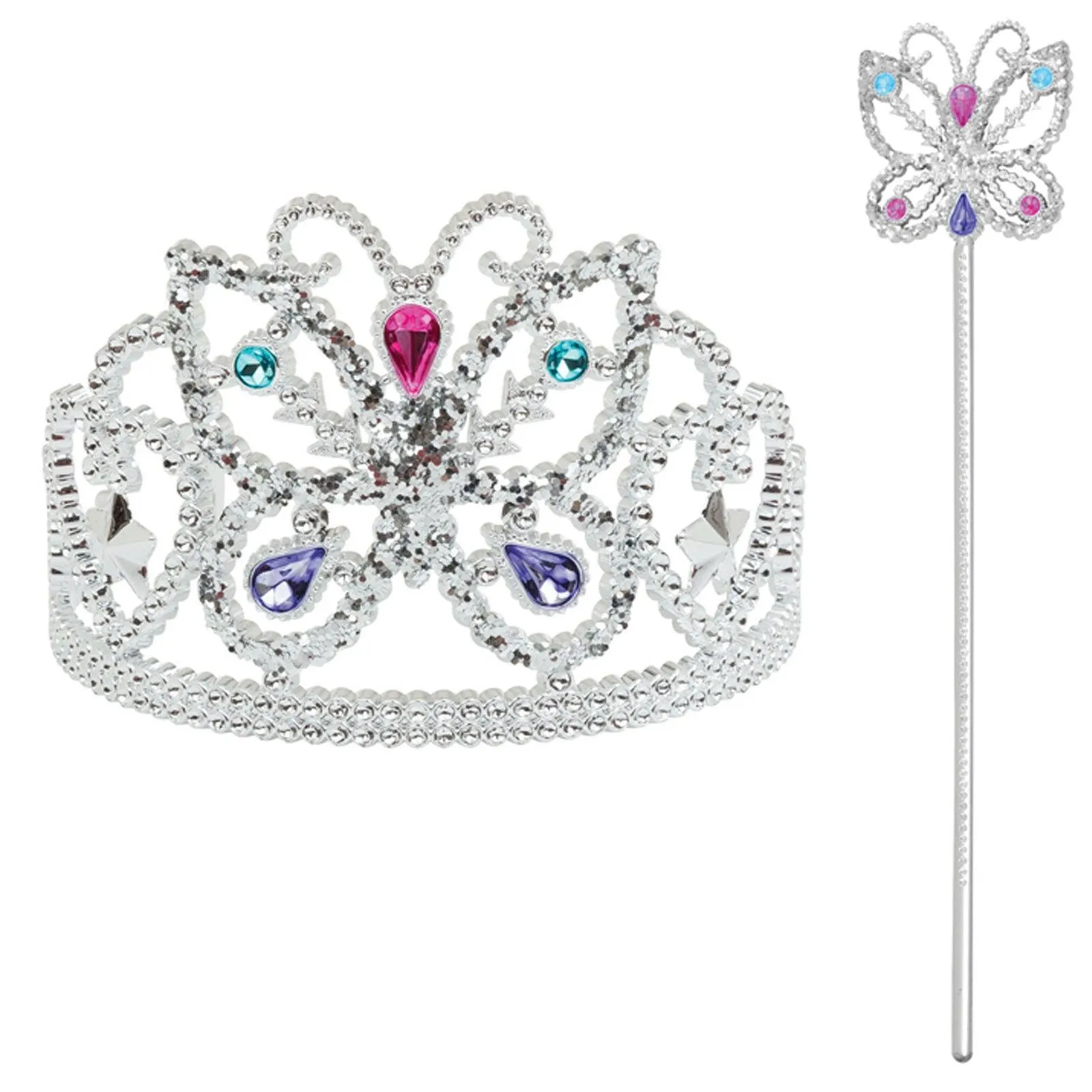 Ladies Butterfly Design Princess Fairy Wand and Tiara - Christmas Party Accessory Set