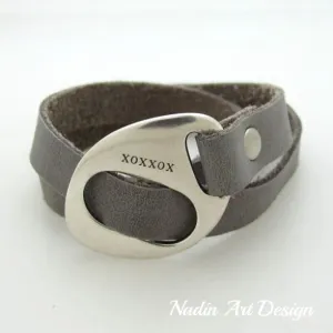 Leather Wrap Bracelet for Men - Gray Bracelet