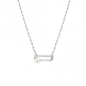 Linked Paperclip Pearl Necklace DN172