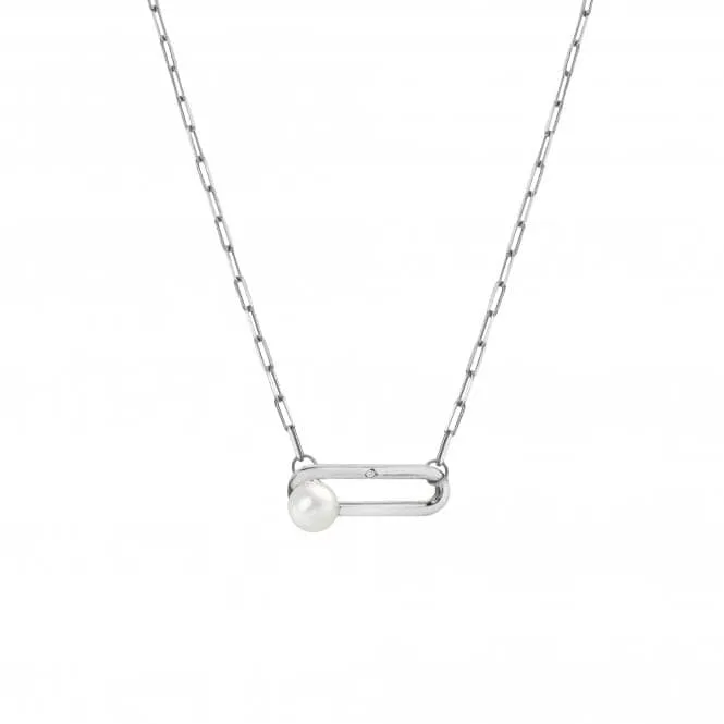 Linked Paperclip Pearl Necklace DN172