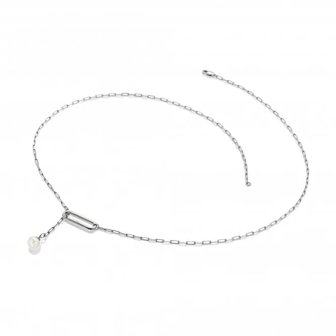 Linked Paperclip Pearl Necklace DN172