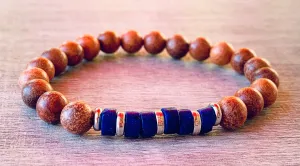 Lyric Handmade Lapis Lazuli and Wood Expandable Bracelet