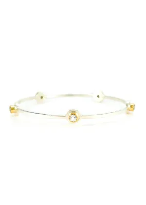 MARGARET ELLIS Five Stone Bangle Bracelet - White Topaz