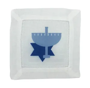 Menorah 6X6 6X6" Hemstitch Cocktail Napkins Set of 4