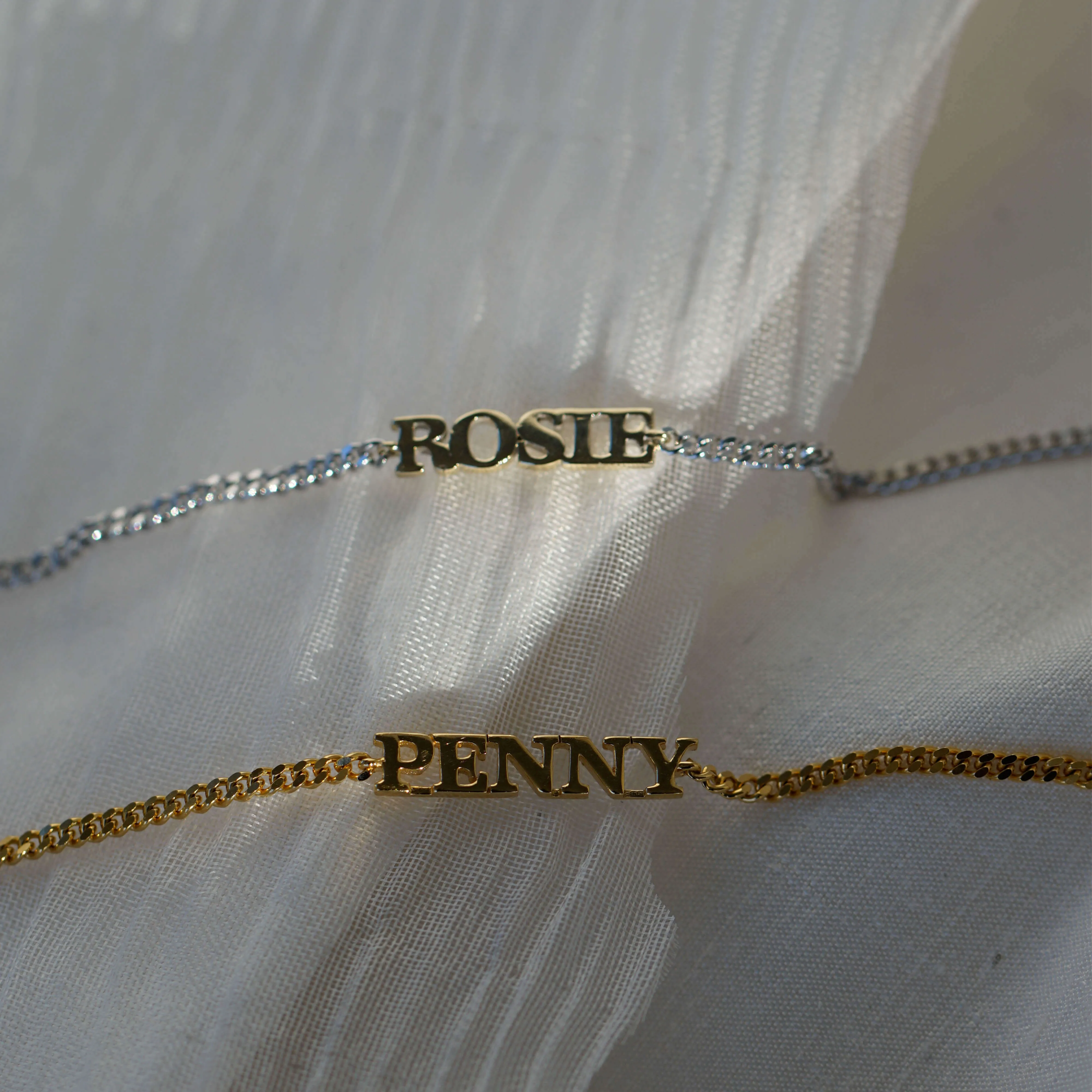 Mixed Metal Personalised Name Bracelet (Made To Order)