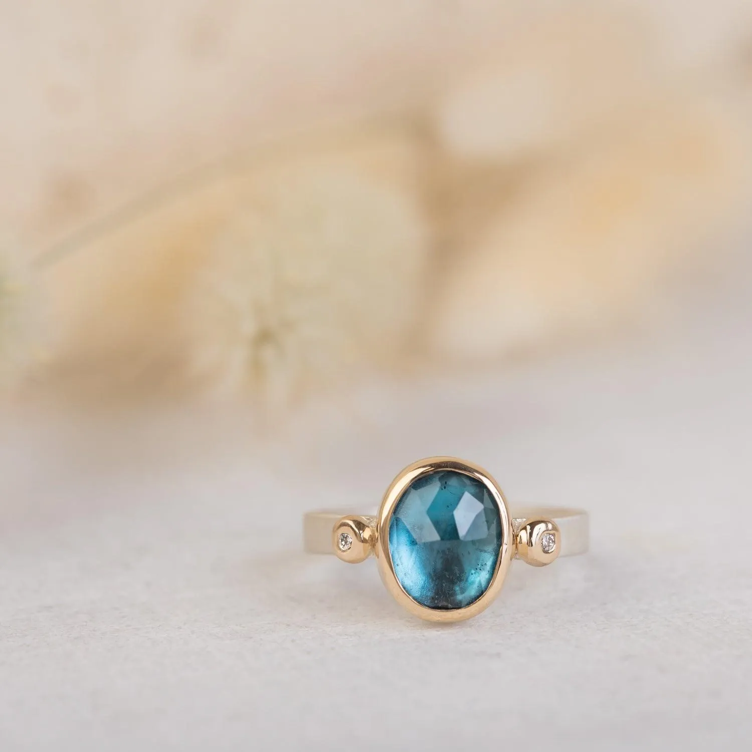 Molly London Blue Topaz Ring with Diamonds