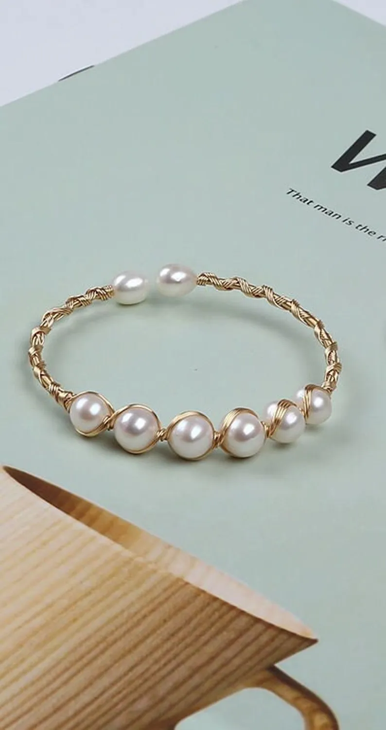 Natural Fresh Water Pearl Cuff Bracelet