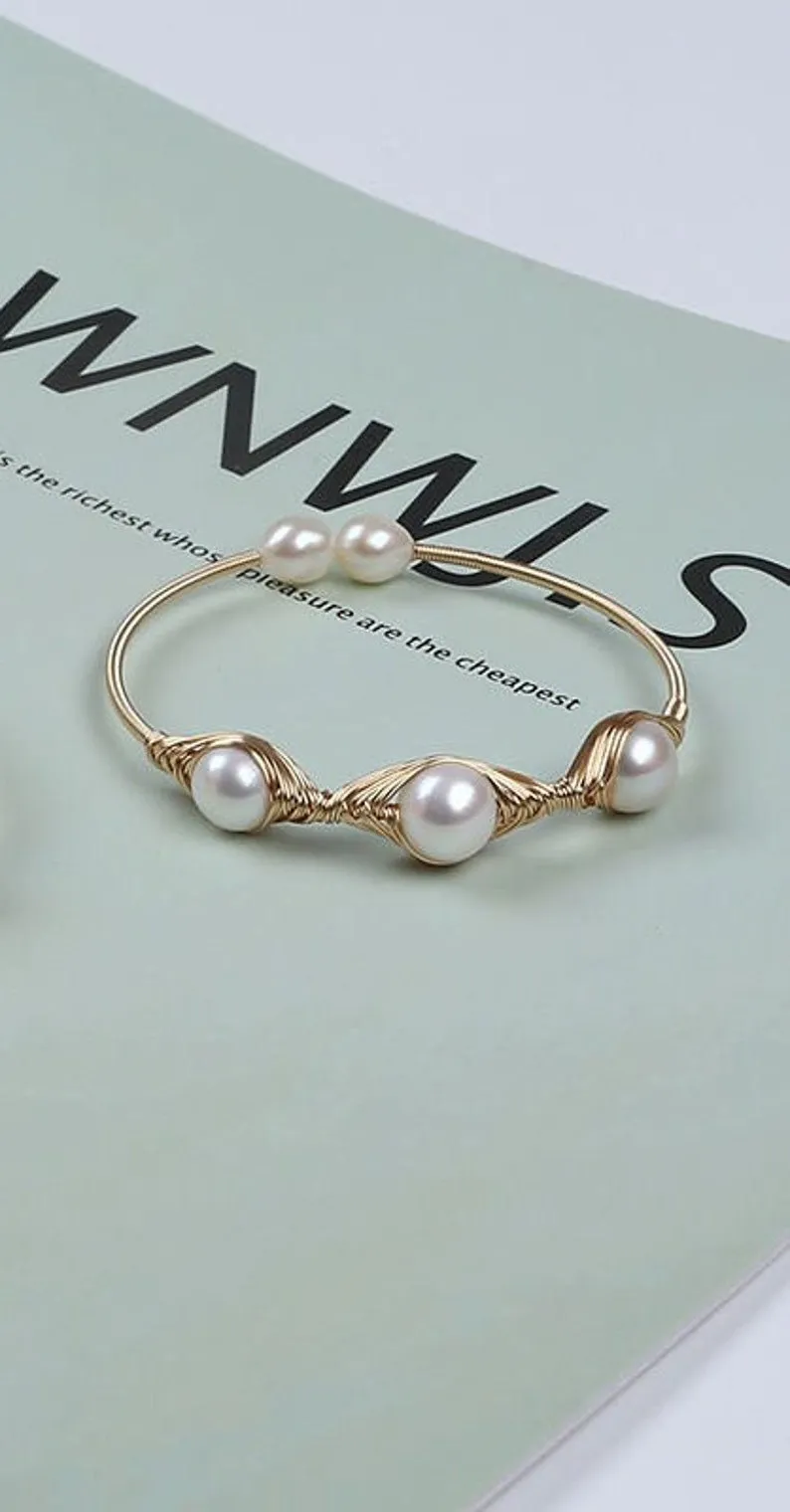 Natural Fresh Water Pearl Cuff Bracelet