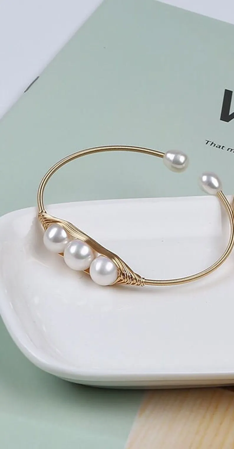 Natural Fresh Water Pearl Cuff Bracelet